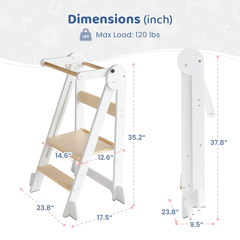 WeeGuruu toddler standing tower at 11-inch height for early reach.