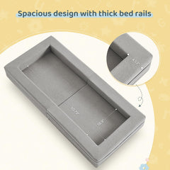 WeeGuruu floor bed configuration ideal for cozy naps away from home.