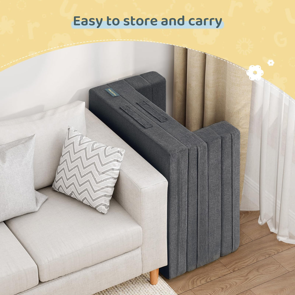 WeeGuruu travel toddler bed with washable cover for easy cleaning after trips.