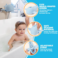 Weeme universal-fit silicone guard stretches to cover most standard tub spouts