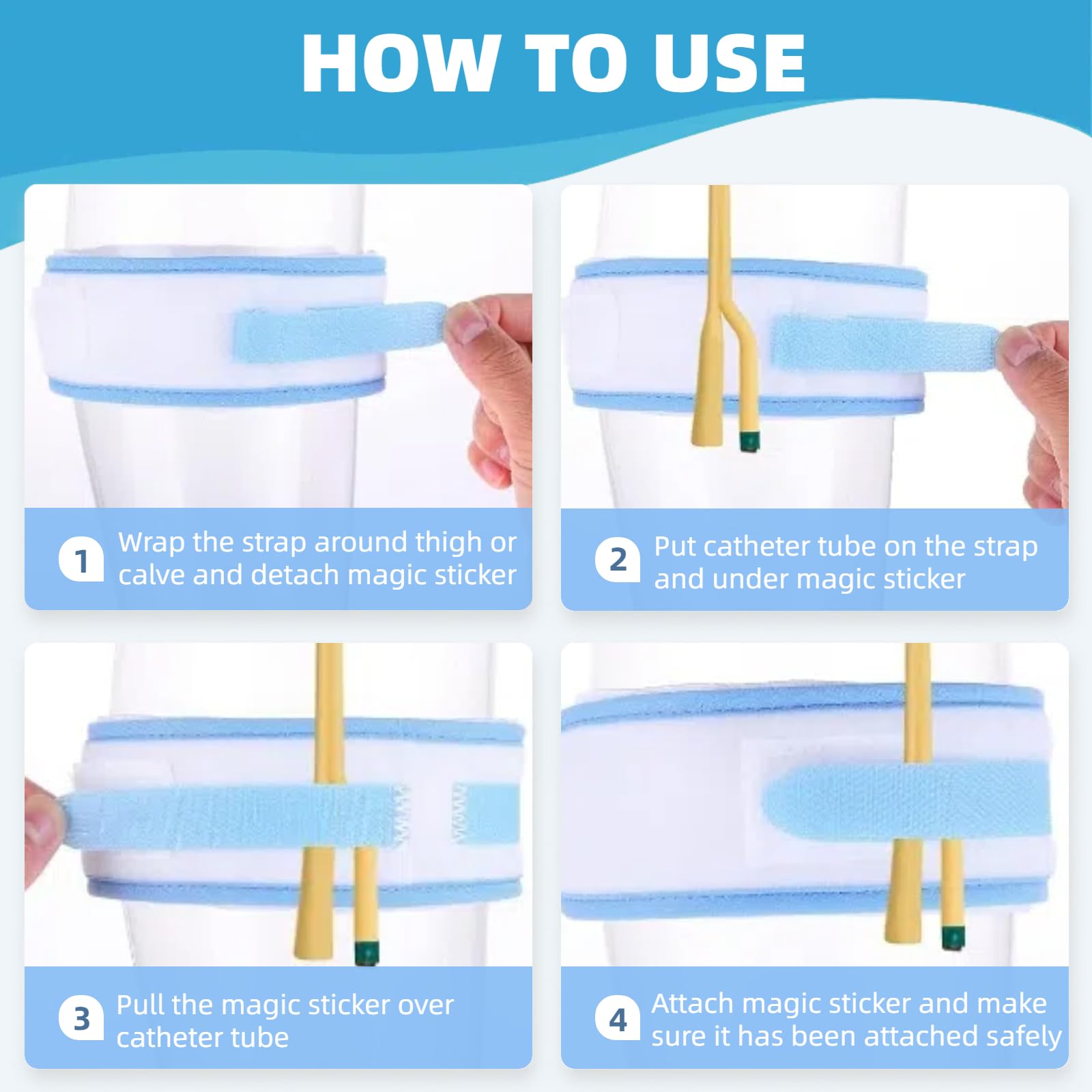WEEOATAR anti-slip catheter holder blue reduces tugging and pulls.