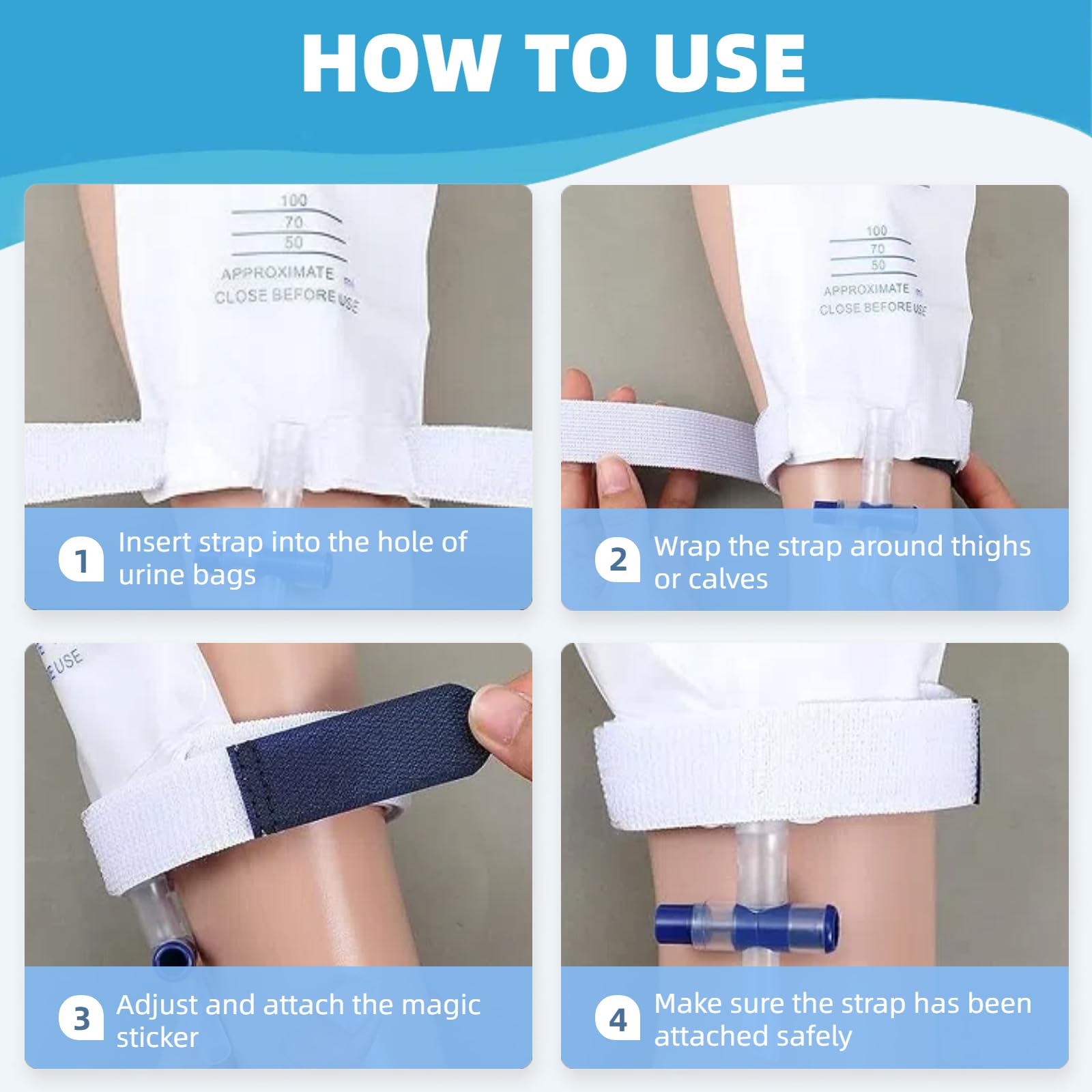 Tubing holder in use with adjustable strap for snug fit.