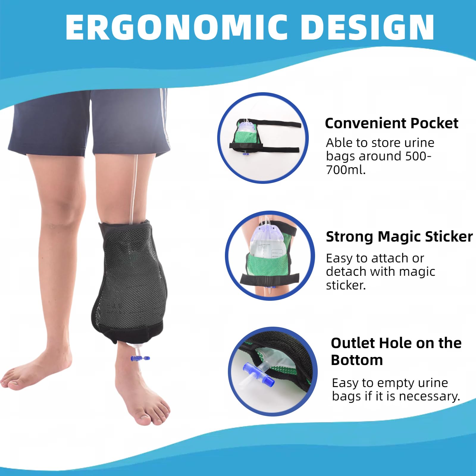 WEEOATAR leg bag holder with adjustable Velcro fits different leg sizes.