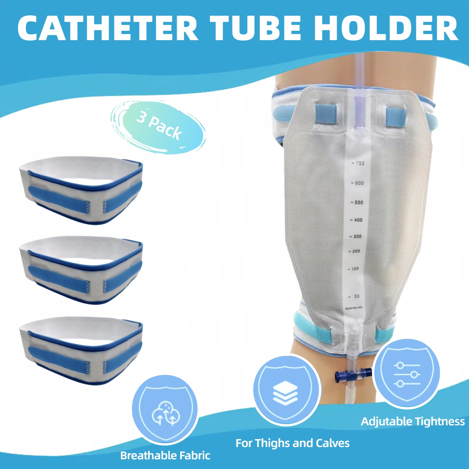 WEEOATAR nephrostomy bag holder blue maintains bag steadiness during activity.