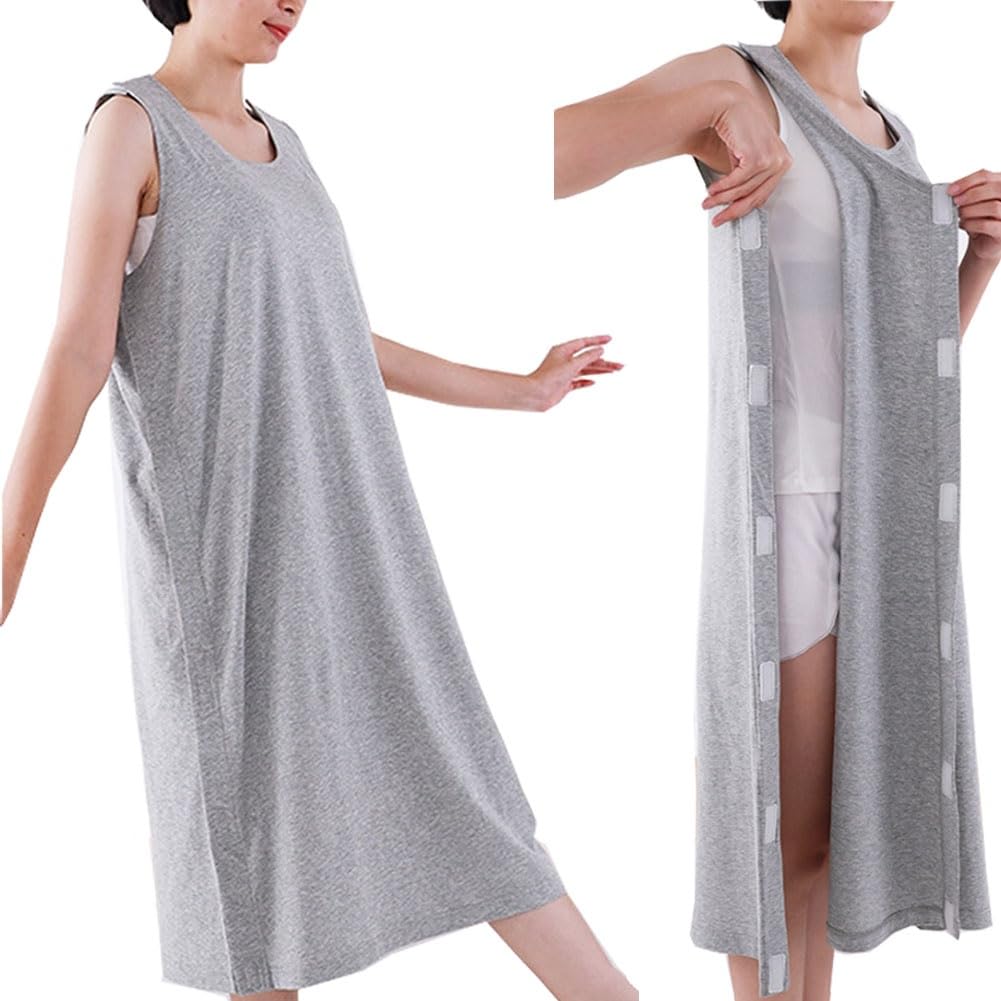 WEEOATAR woman post-surgery shirt with open shoulder access for easy dressing.