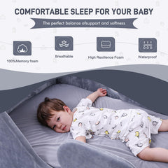 weeonekids Toddler Bed Mattress closeup shows 100% memory foam for gentle support.