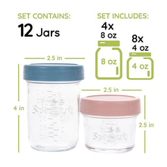 WeeSprout 8oz glass jar with lid for larger servings and meals.