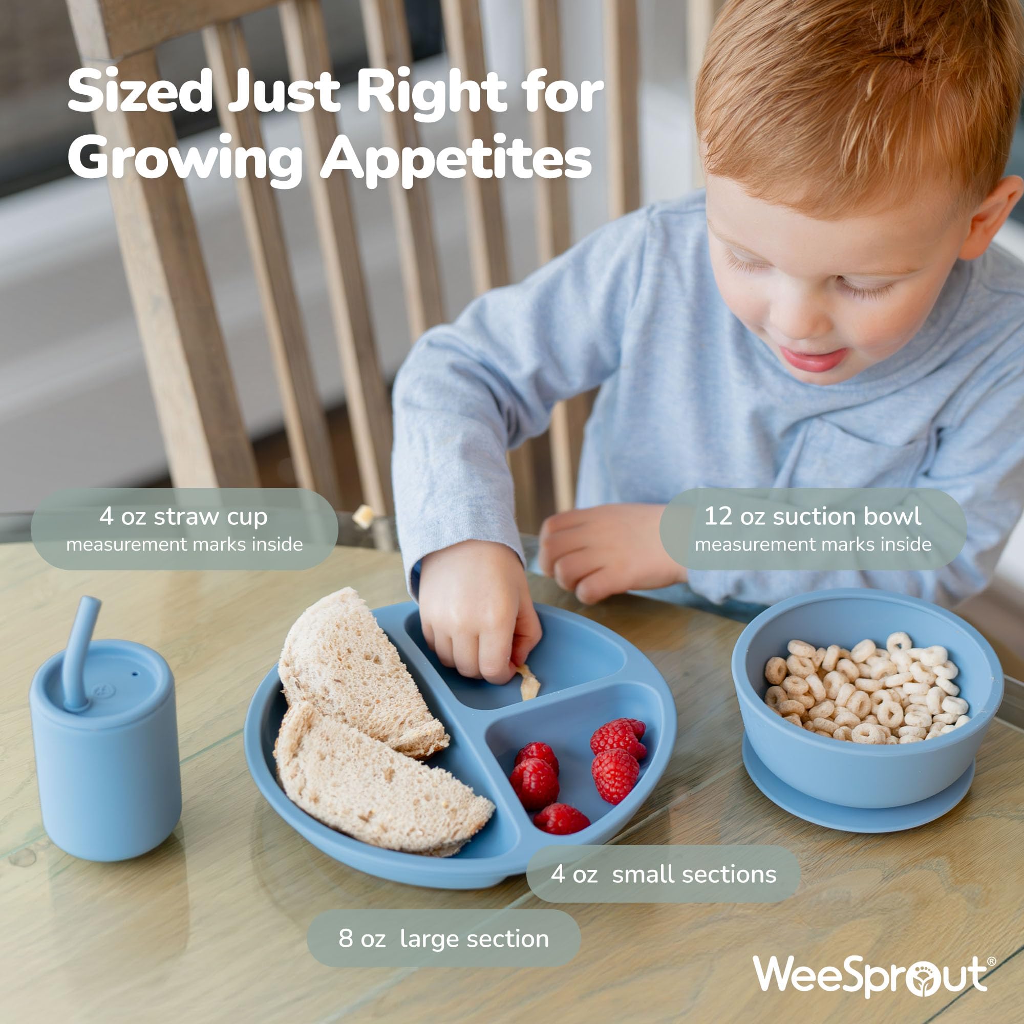WeeSprout baby spoons set supports parent-assisted feeding and budding independence.