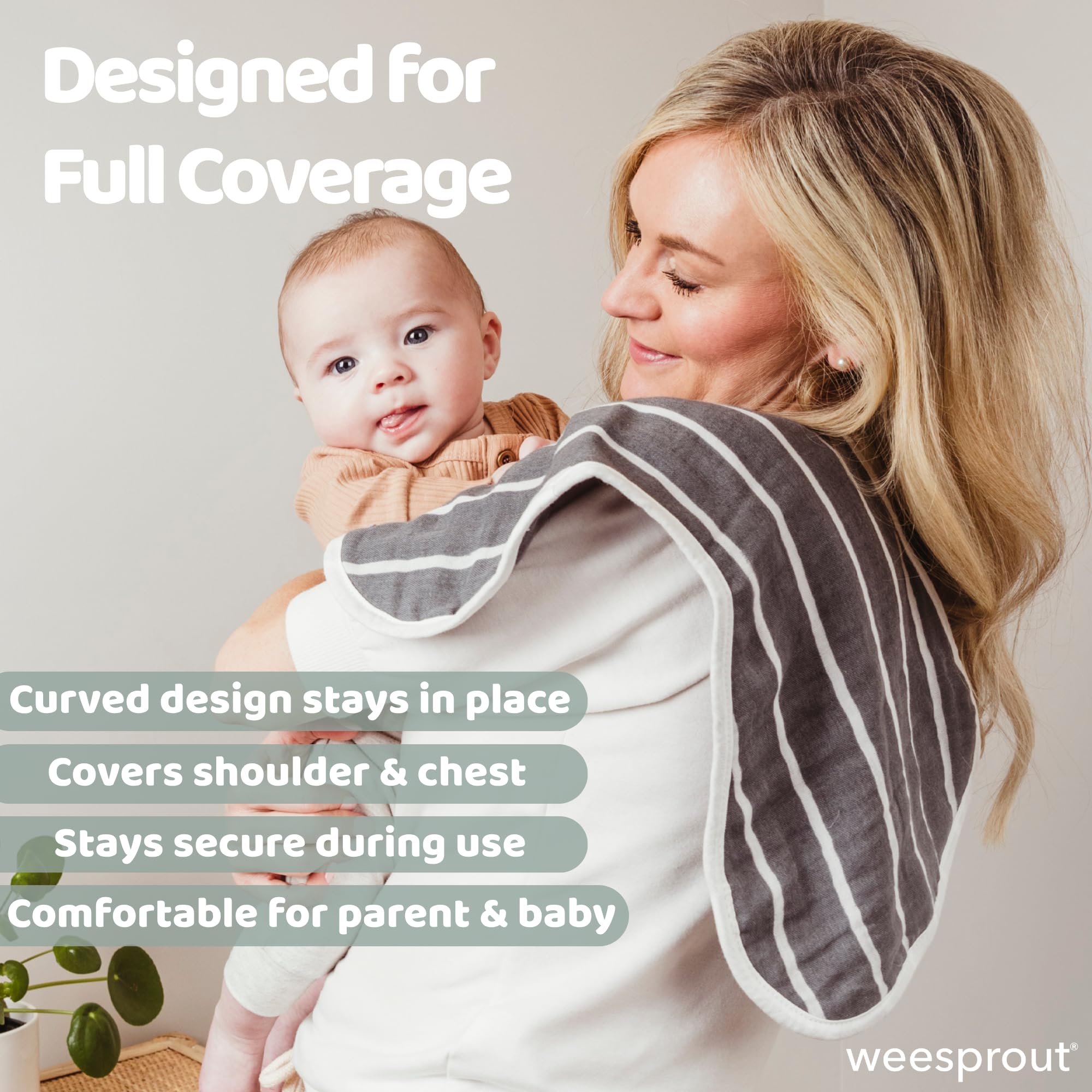 WeeSprout burp cloths have a button to transform into a bib.