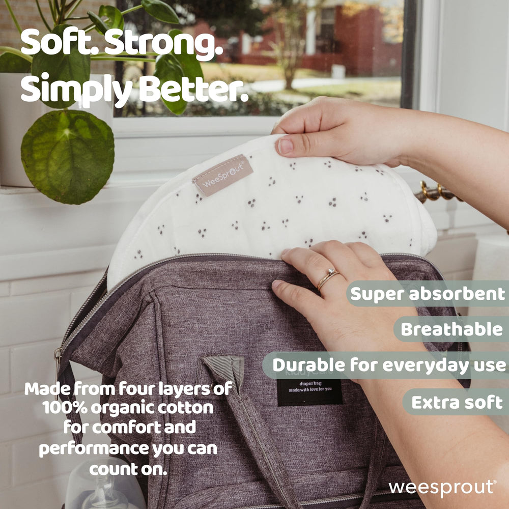 WeeSprout burp cloths are machine washable and dryer safe for easy care.