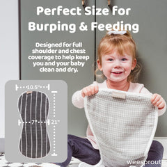 WeeSprout four-layer burp cloths feature peanut-shape shoulder-fit.