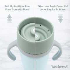 WeeSprout soft silicone cup is gentle on teeth and gums during first sips.
