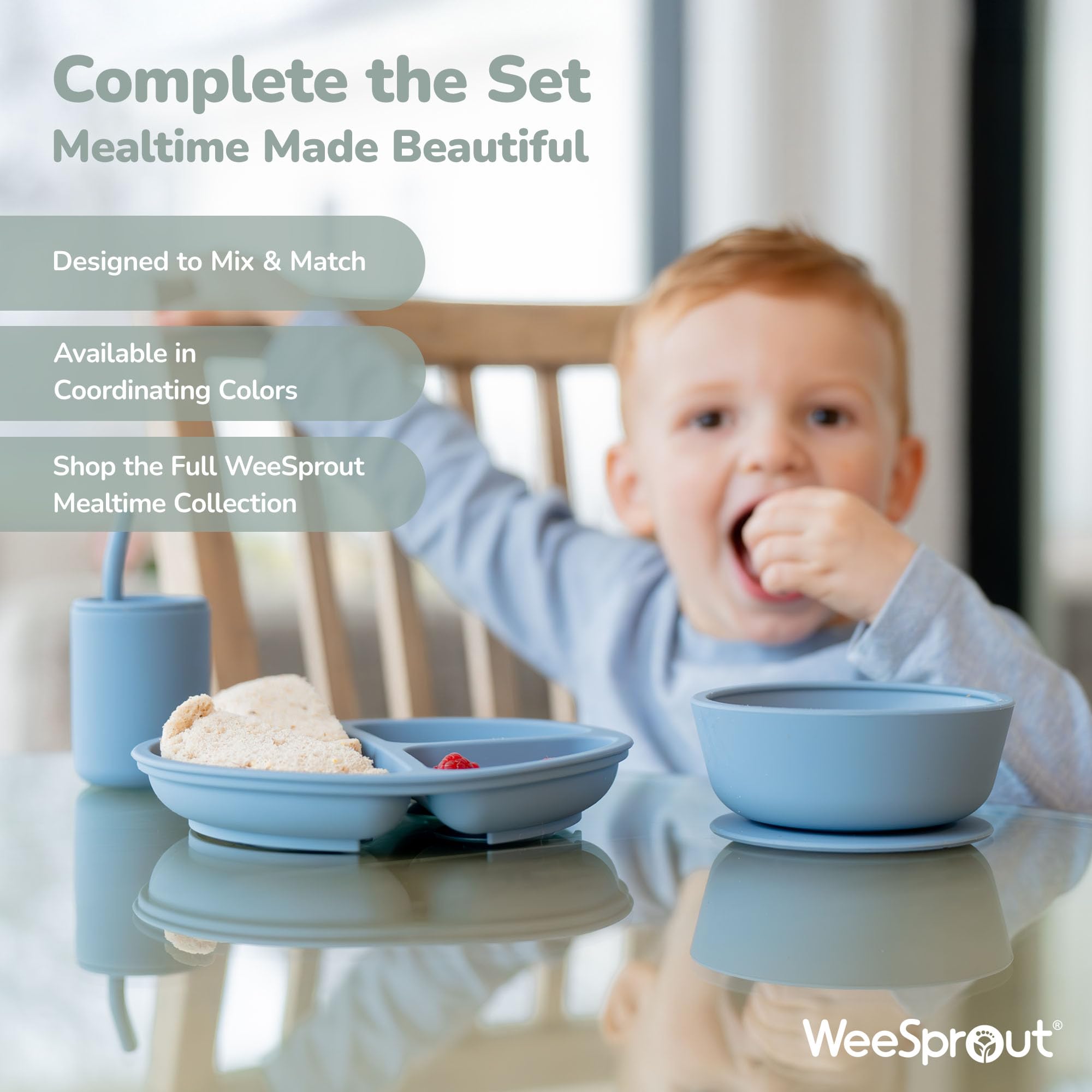 WeeSprout dishwasher and microwave safe bowls simplify busy mealtimes.