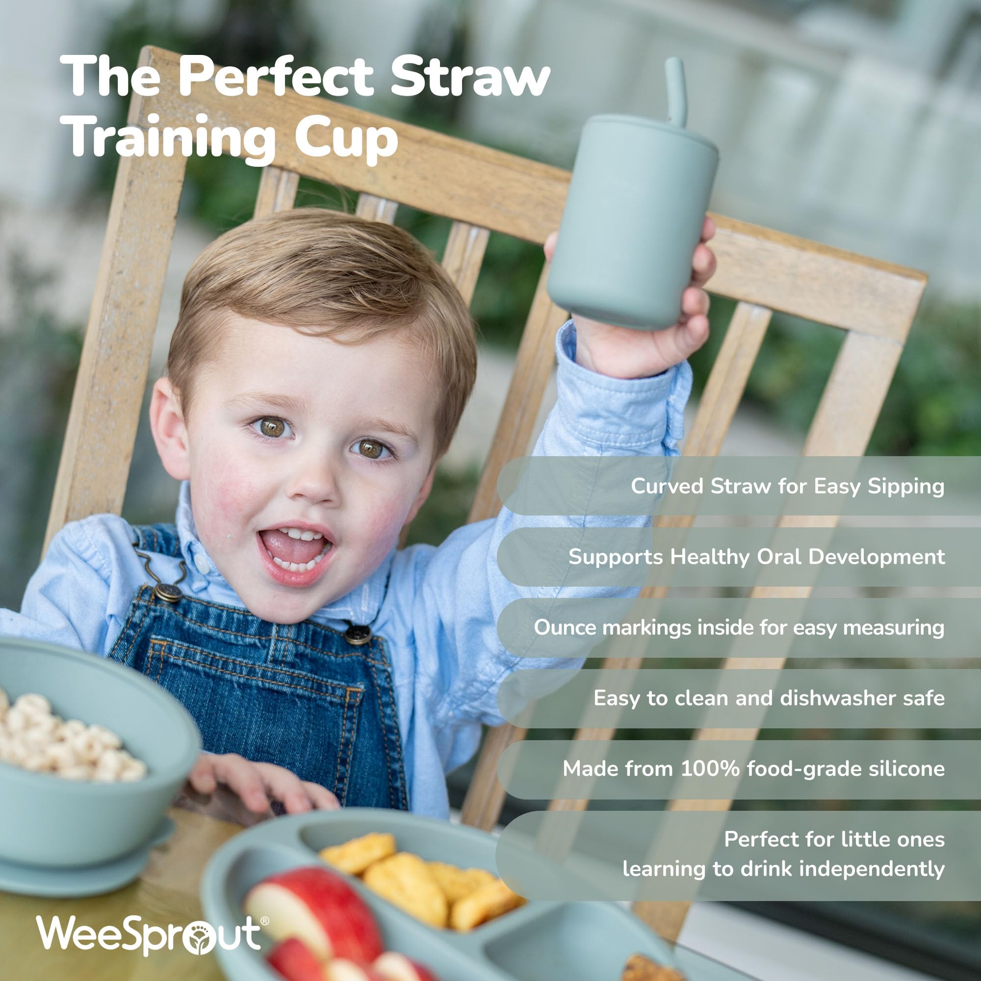 WeeSprout dishwasher-safe silicone set simplifies cleanup after meals.