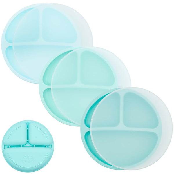 WeeSprout divided plates with lids front view, ideal for organized toddler meals.
