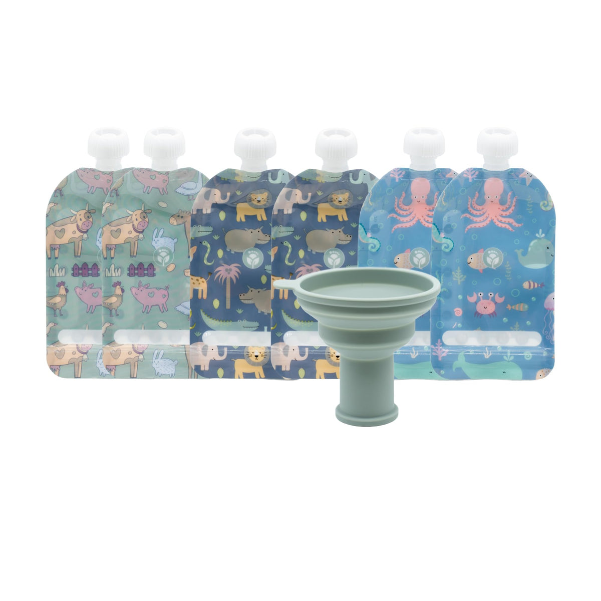 WeeSprout double zipper pouches filled with puree for easy toddler meals.