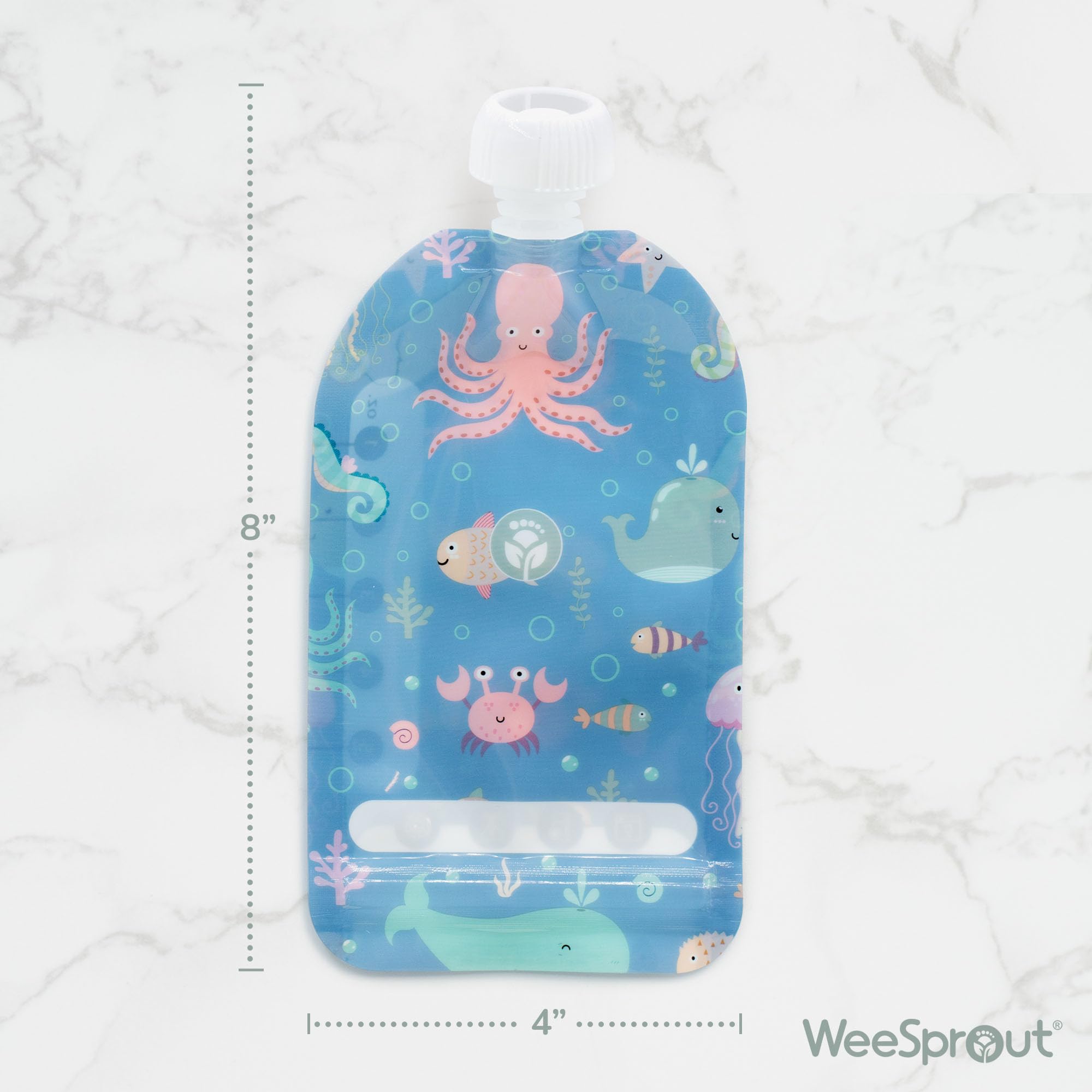 WeeSprout pouches with funnel included for quick filling.