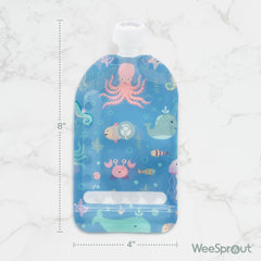 WeeSprout pouches with funnel included for quick filling.