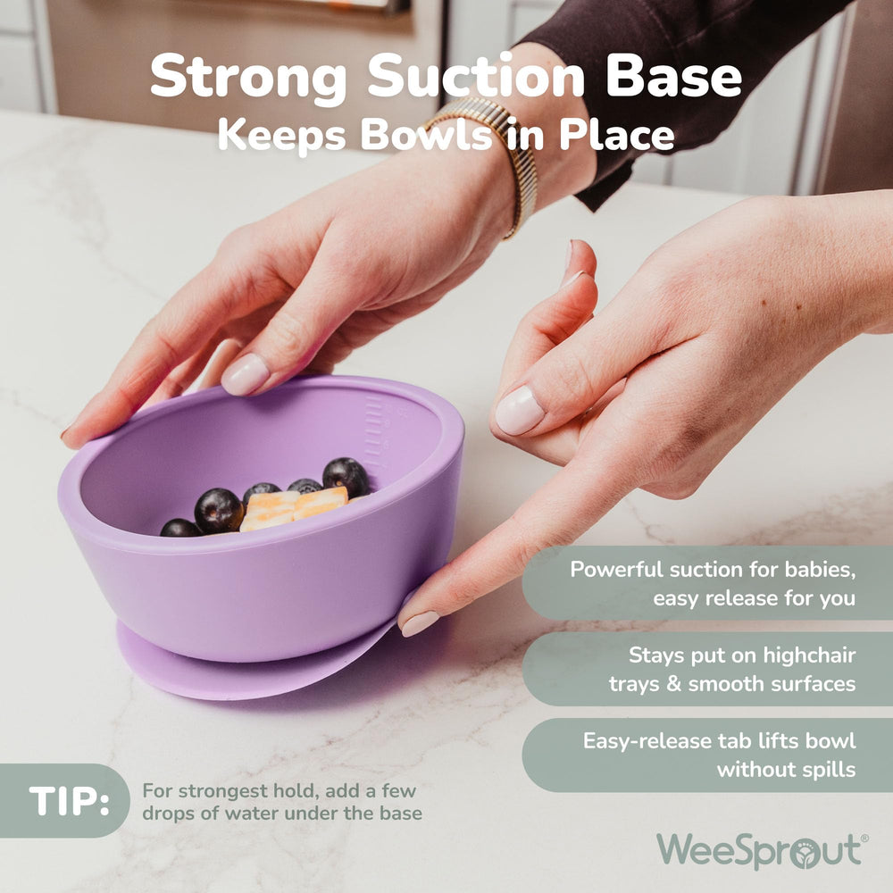 WeeSprout food-grade silicone bowls are BPA-free and microwave-safe.