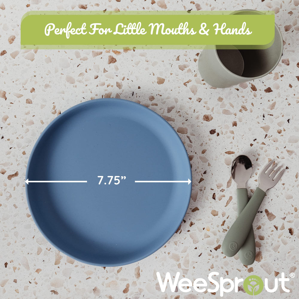 WeeSprout hard plastic lids securing plates for storage