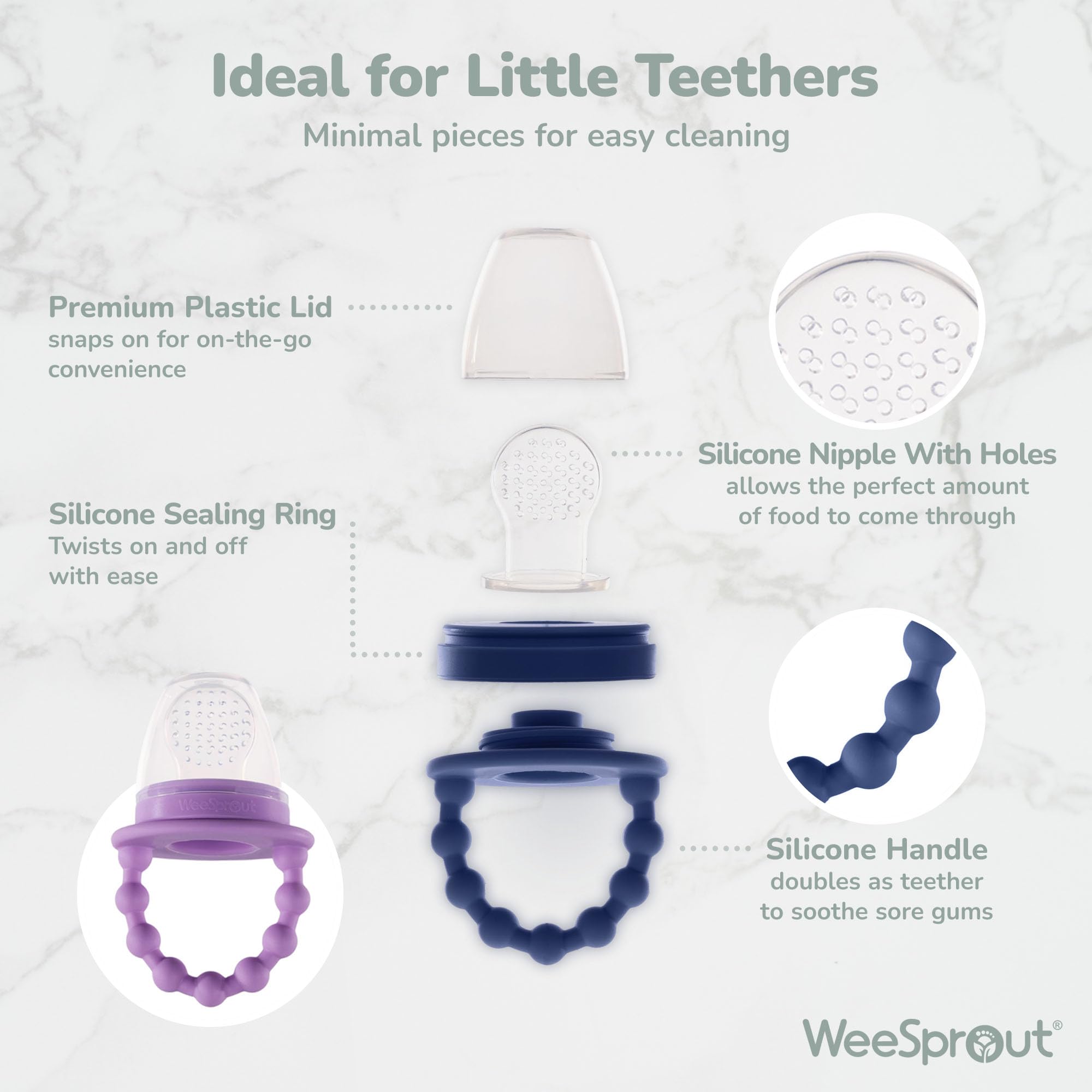 WeeSprout interchangeable feeder pieces for customizable feeding options