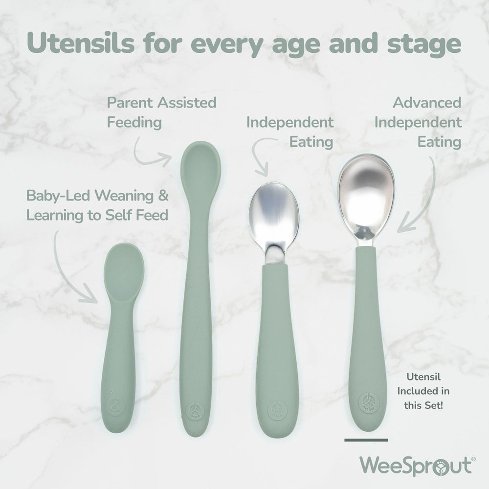 WeeSprout utensils dishwasher-safe for easy cleaning.