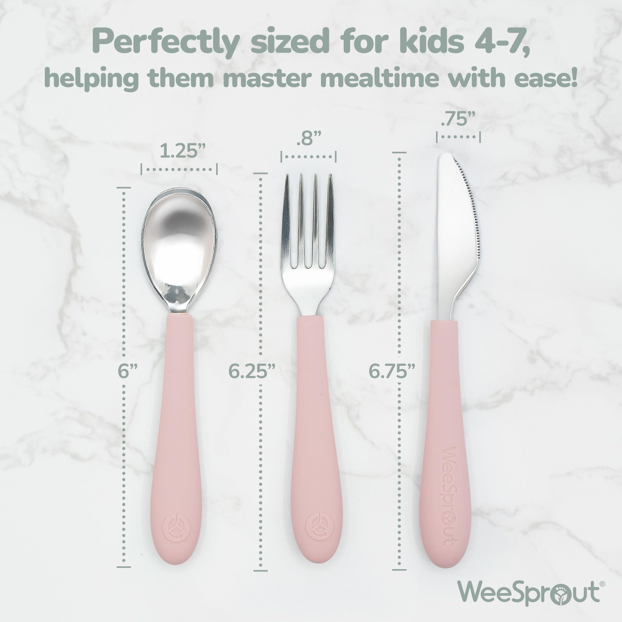 WeeSprout forks close-up highlighting easy-to-grip tines and color.