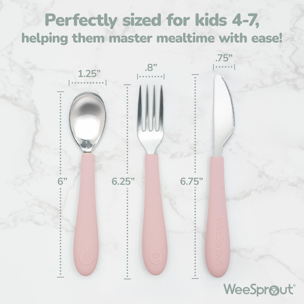 WeeSprout forks close-up highlighting easy-to-grip tines and color.