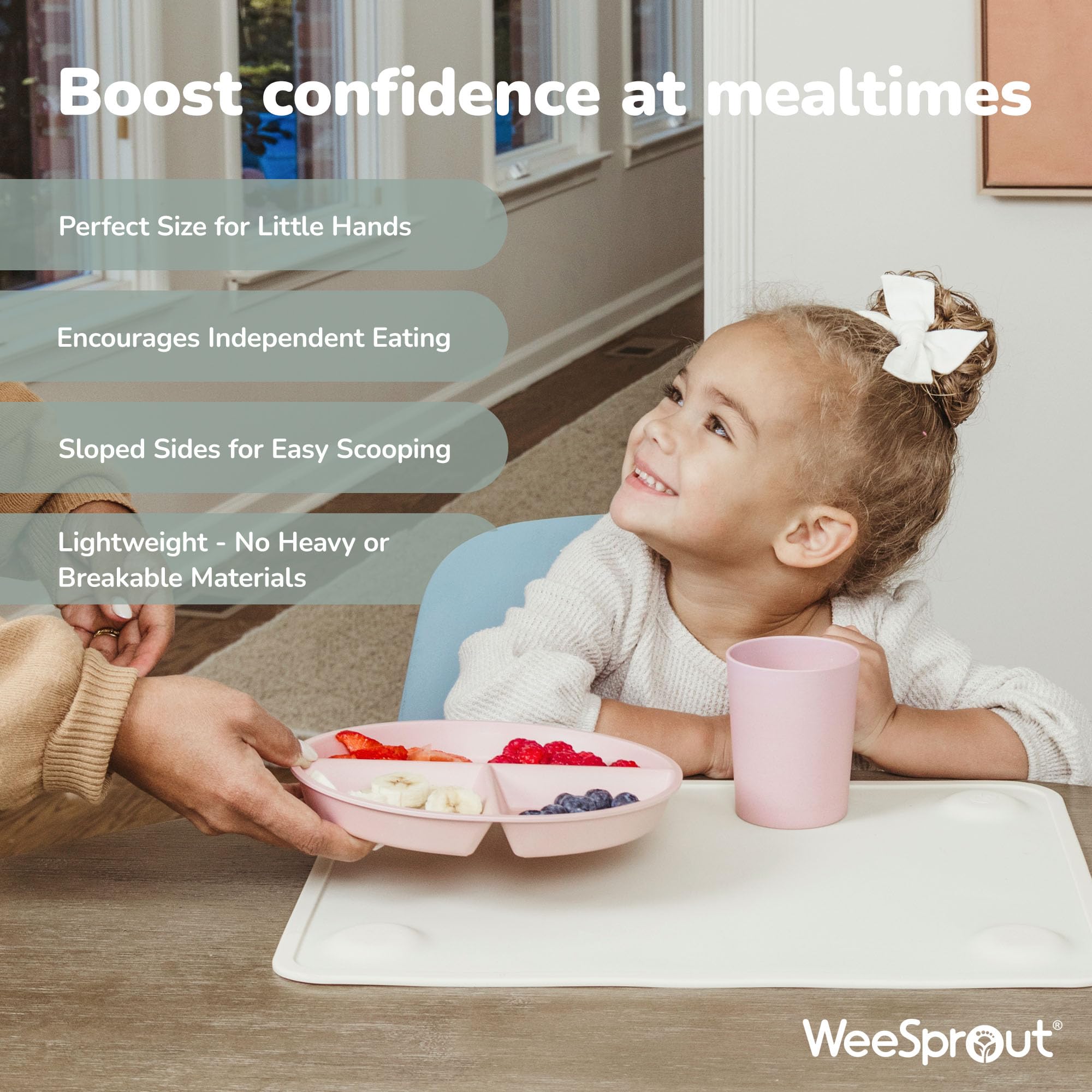 WeeSprout modern tableware adds color and style to family meals.