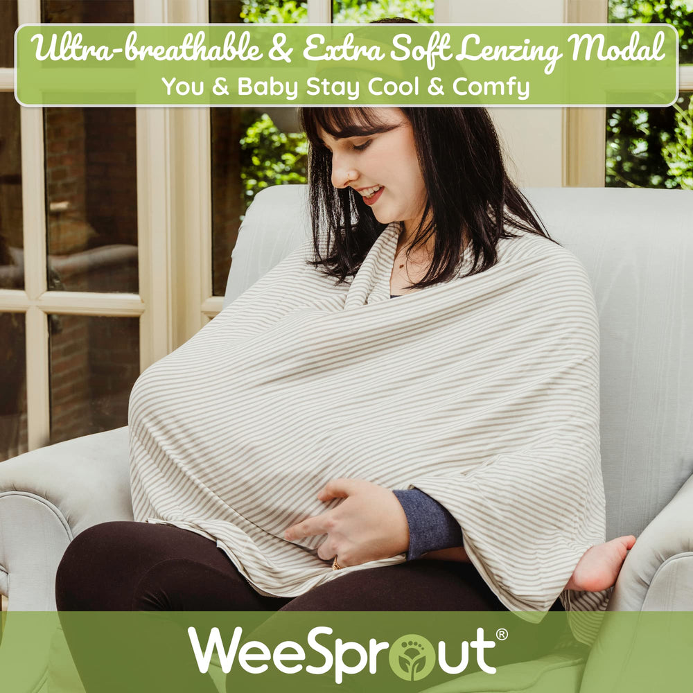 WeeSprout nursing cover ultra-soft, skin-friendly fabric keeps baby cozy.