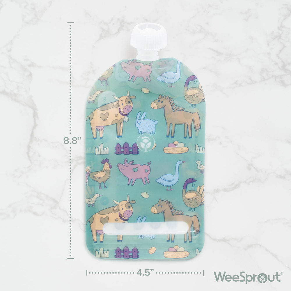 WeeSprout pouches with funnel included for easy filling