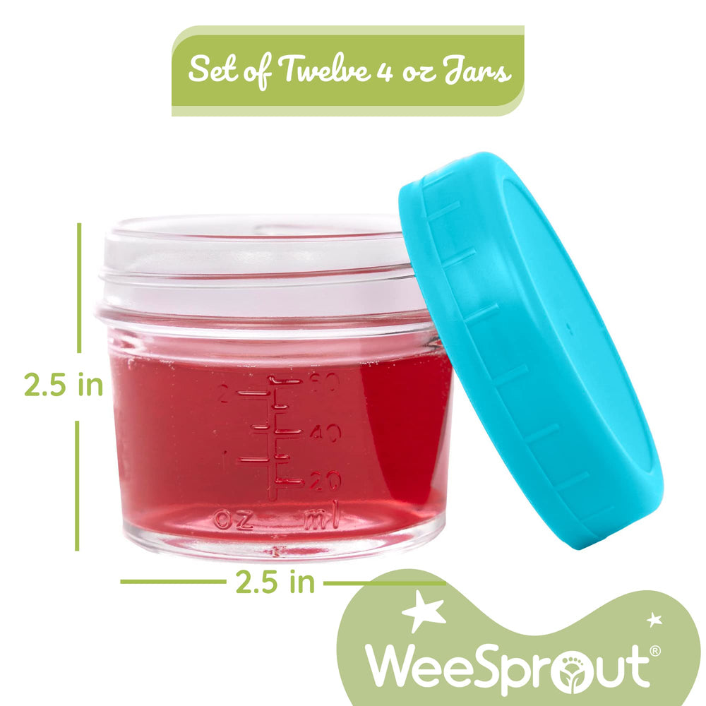 WeeSprout jars keep meals organized in the fridge or freezer for quick serving.