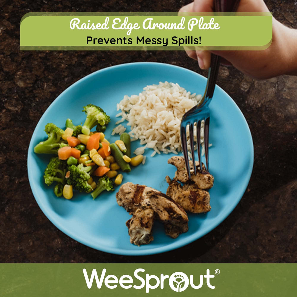 WeeSprout raised-edge plate keeps food on plate during feeding