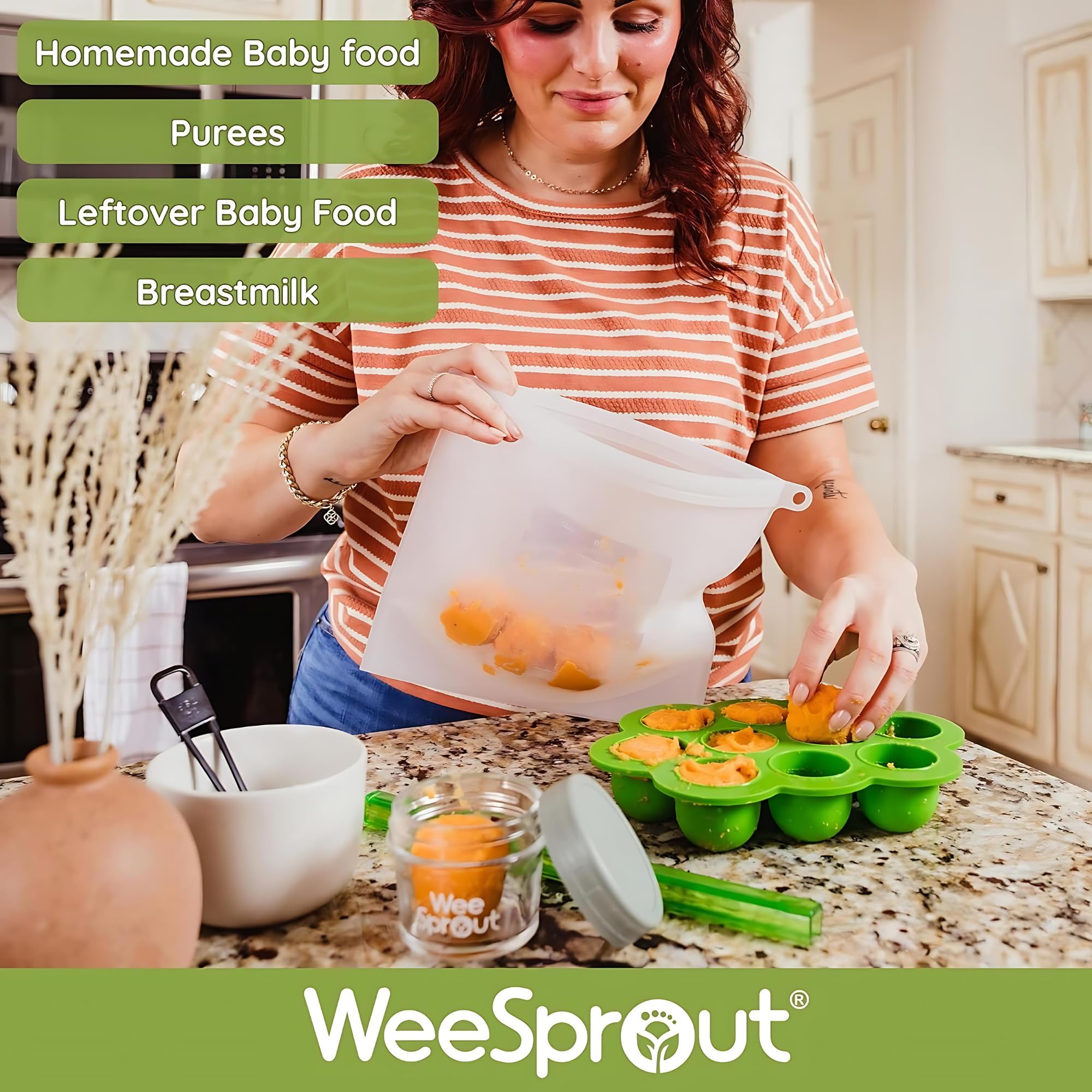 WeeSprout reinforced-bottom freezer tray prevents squashed purees.