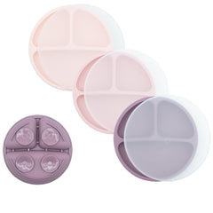 WeeSprout silicone divided plate blue top view keeps foods separate for picky eaters.