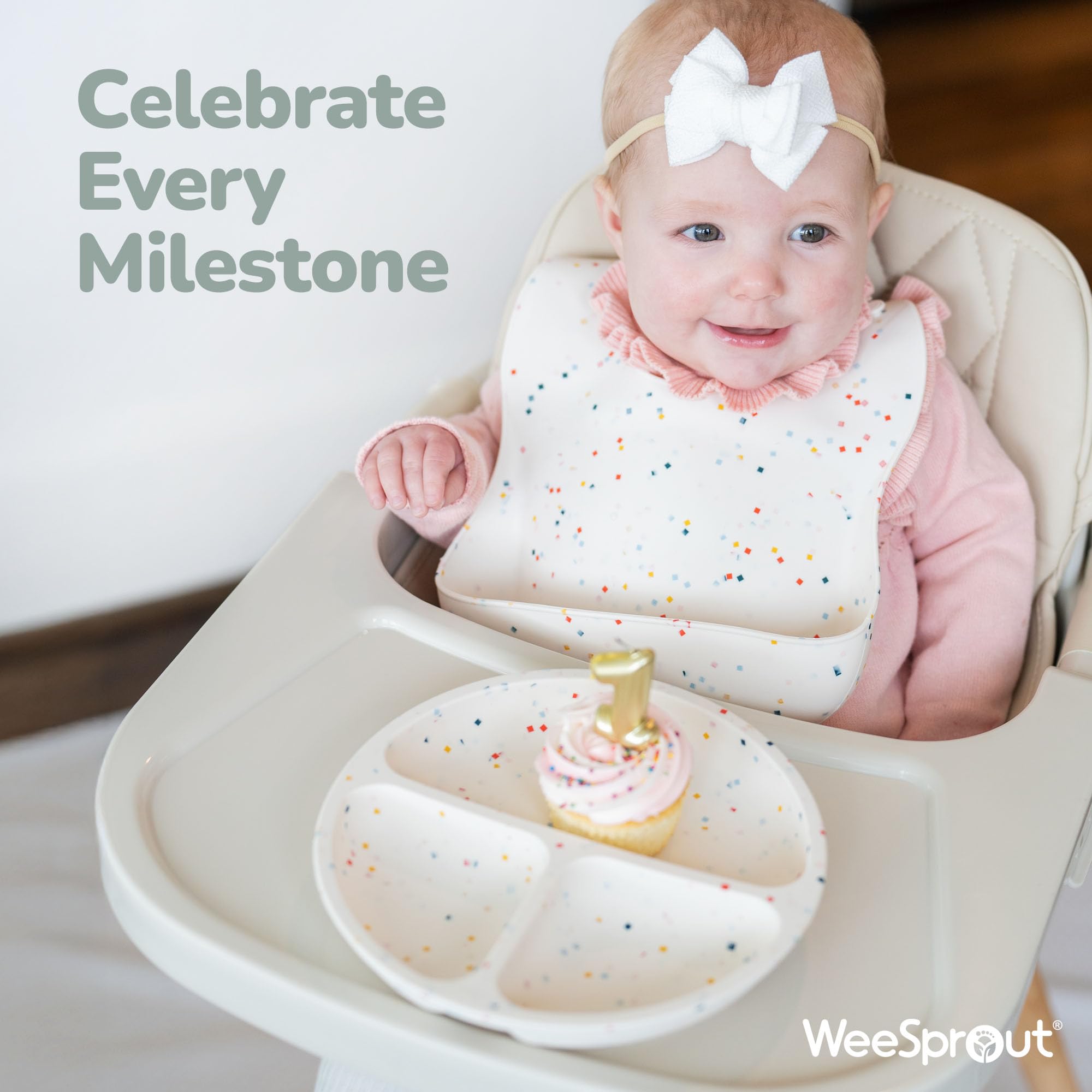 WeeSprout silicone divided plates colorful set encourages trying new foods.