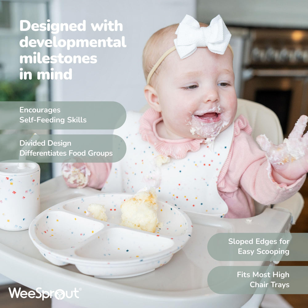 WeeSprout silicone divided plates strong unbreakable design, ideal for inevitable drops.