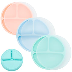 WeeSprout silicone divided plates with lids hero image showing unbreakable design for toddlers.