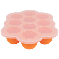 WeeSprout silicone freezer tray with clip-on lid in bright orange for organized storage