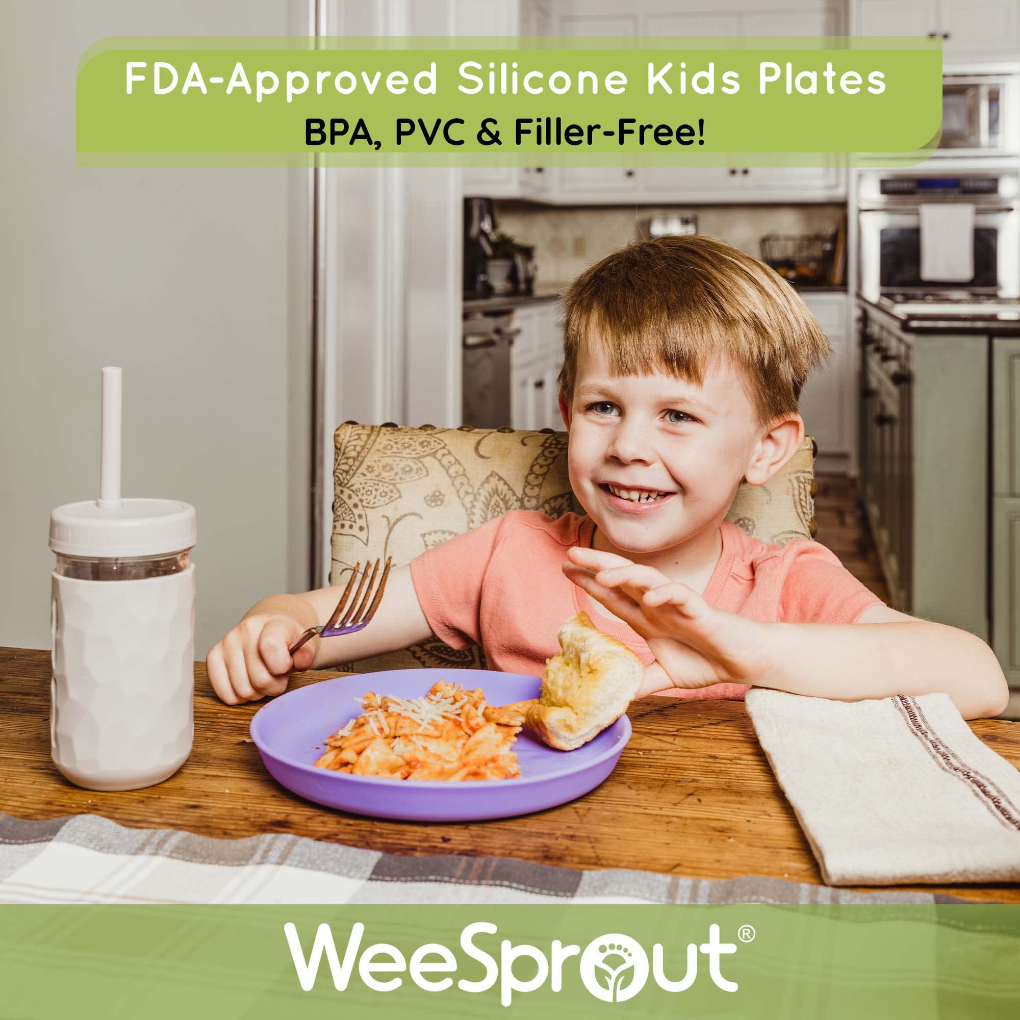 WeeSprout silicone plate set for toddler snacks and easy cleanup