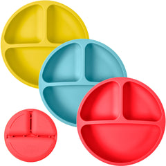 WeeSprout silicone plates with divided design support easy self-feeding and portion control.