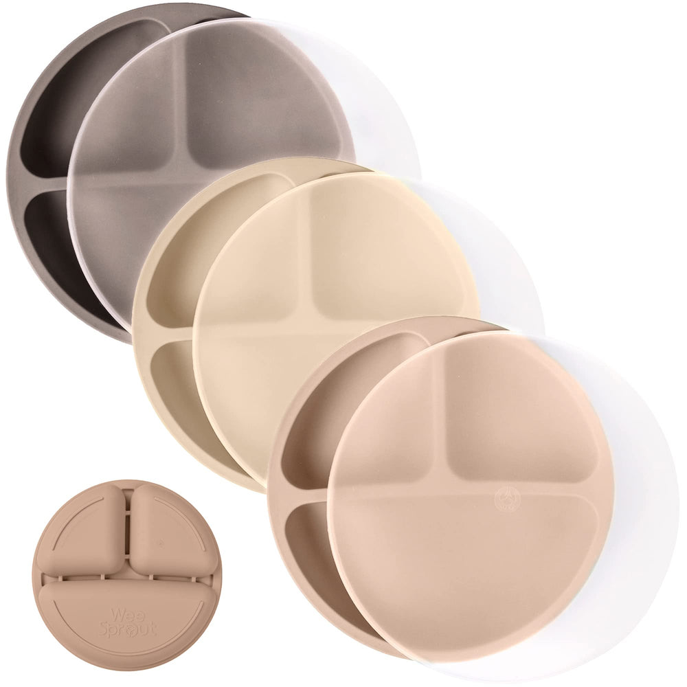 WeeSprout silicone plates with lids keep meals organized and ready to reheat