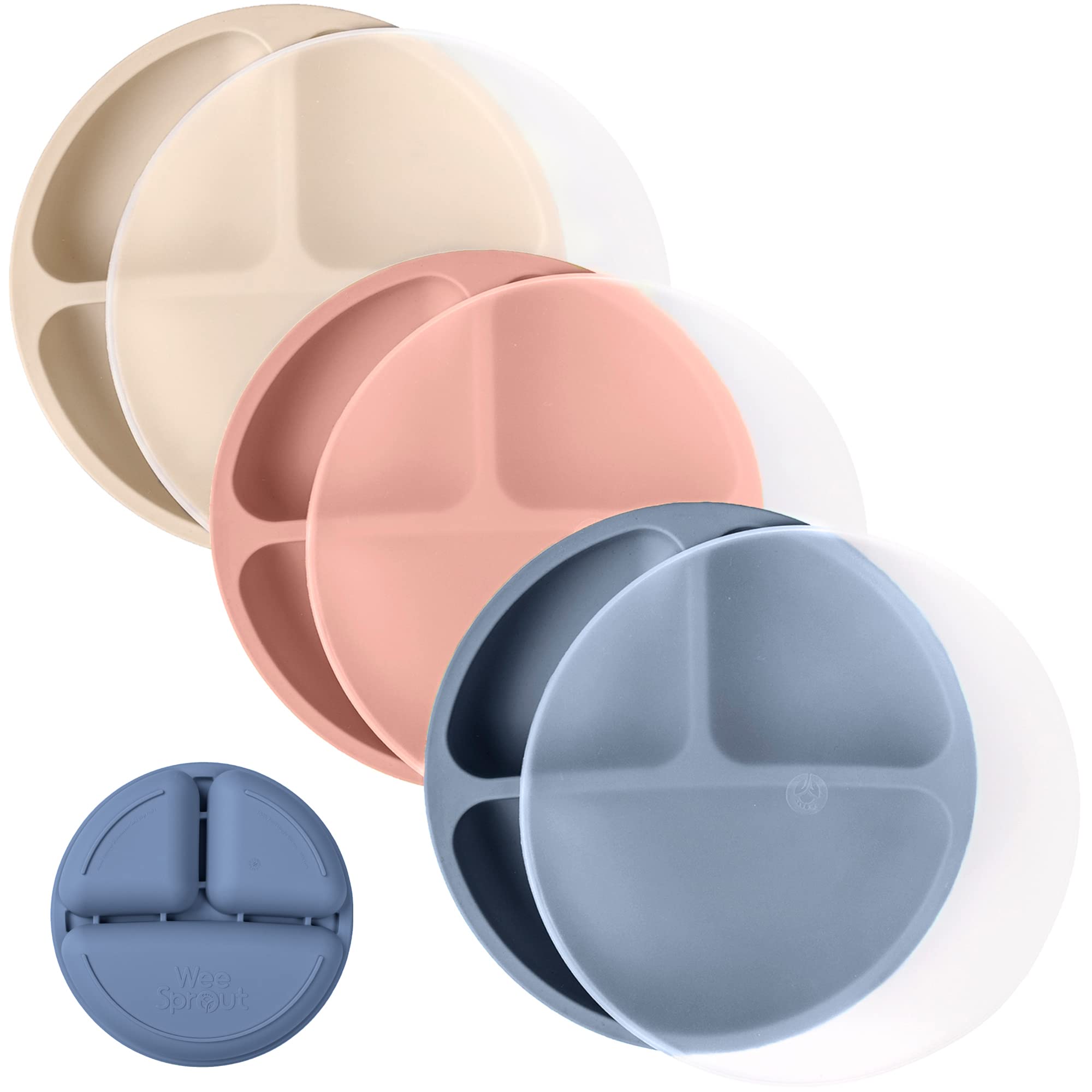 WeeSprout silicone plates three-pack for self-feeding and durable mealtime use