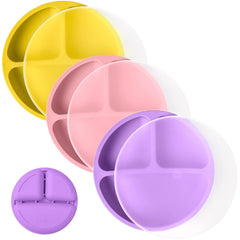 WeeSprout silicone plates with lids, 3-pack, for self-feeding.