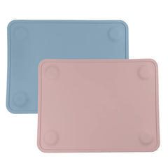 WeeSprout silicone suction placemats set on a table in a two-pack to prevent mess