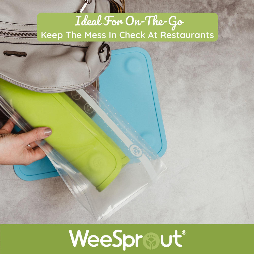 WeeSprout placemats are waterproof and travel-friendly for dining out