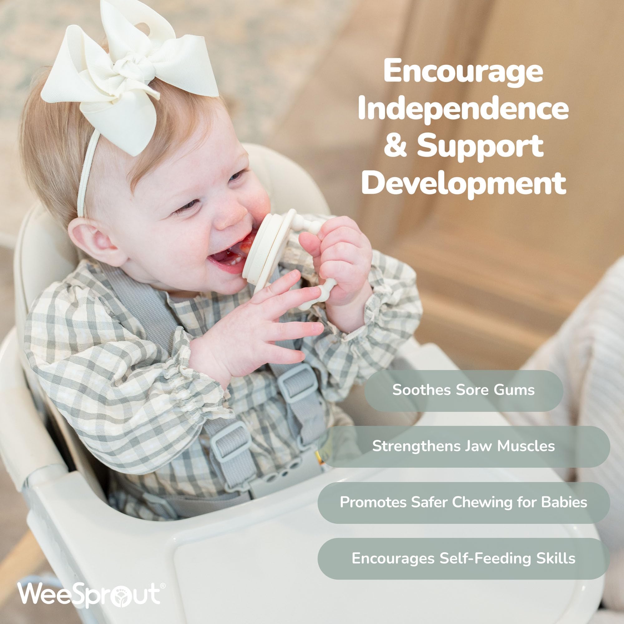 WeeSprout silicone teether handles offering soft grip for gums