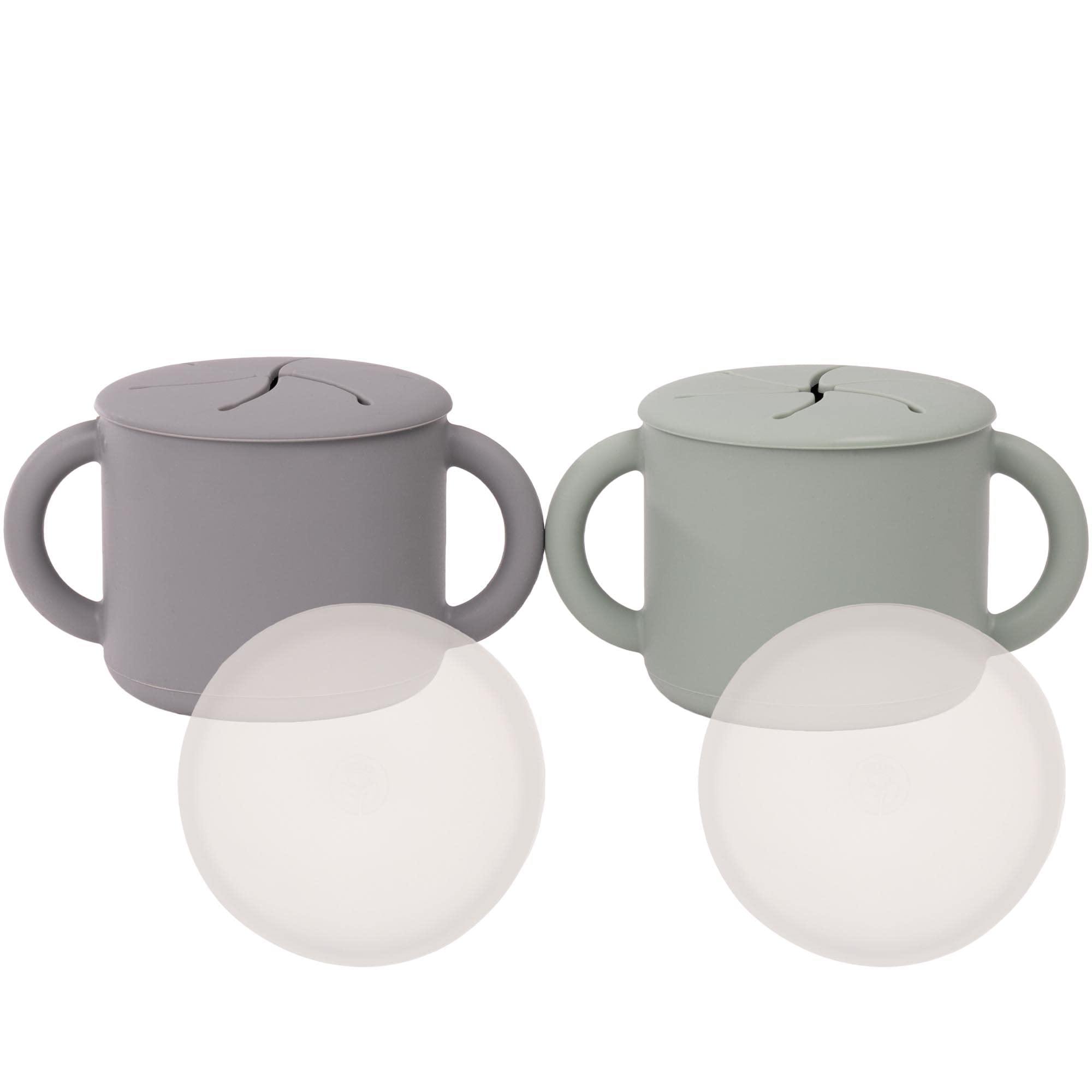 WeeSprout snack cups with lids for mess-free on-the-go snacking.