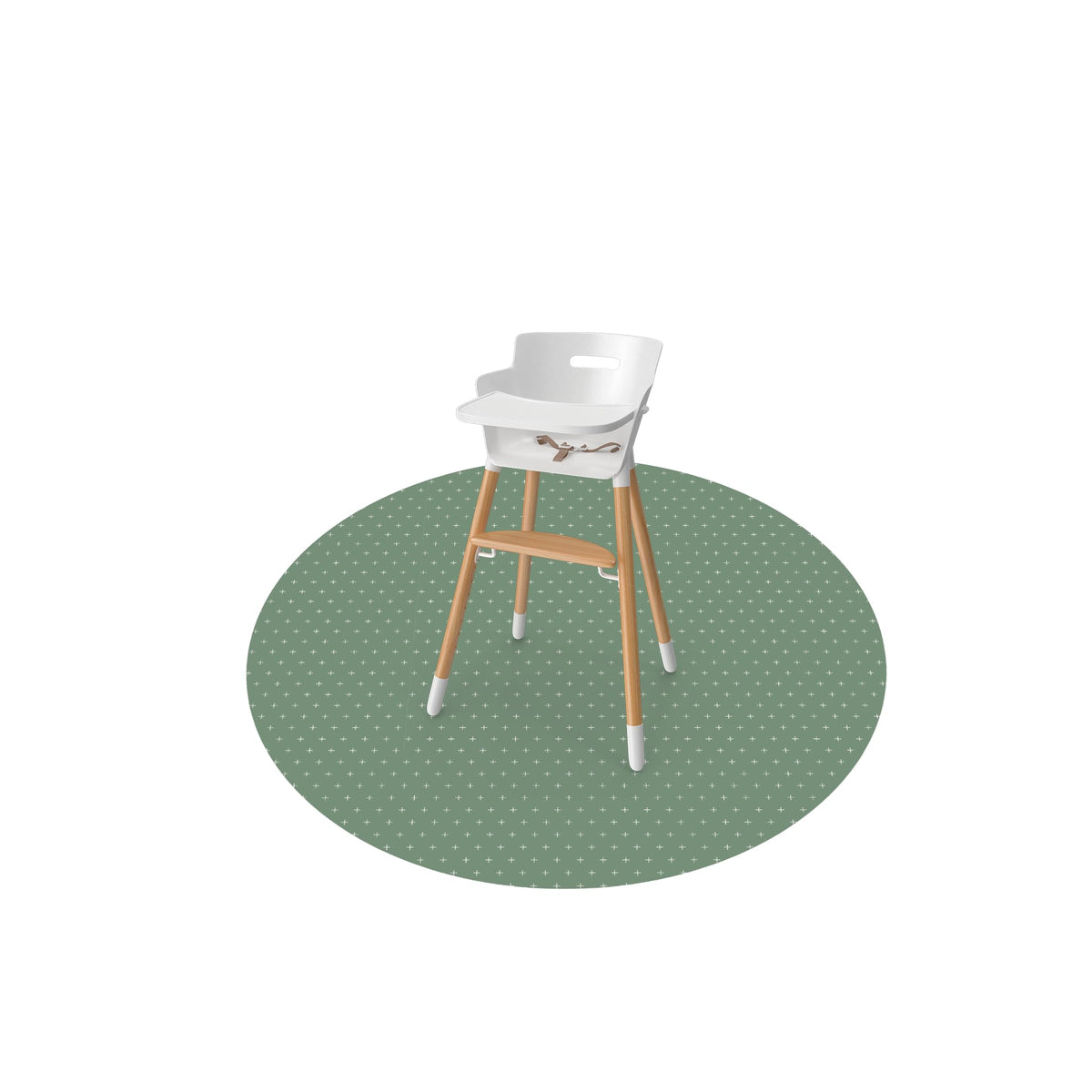 WeeSprout Splat Mat 51x51 on floor protects surfaces during meals and play.