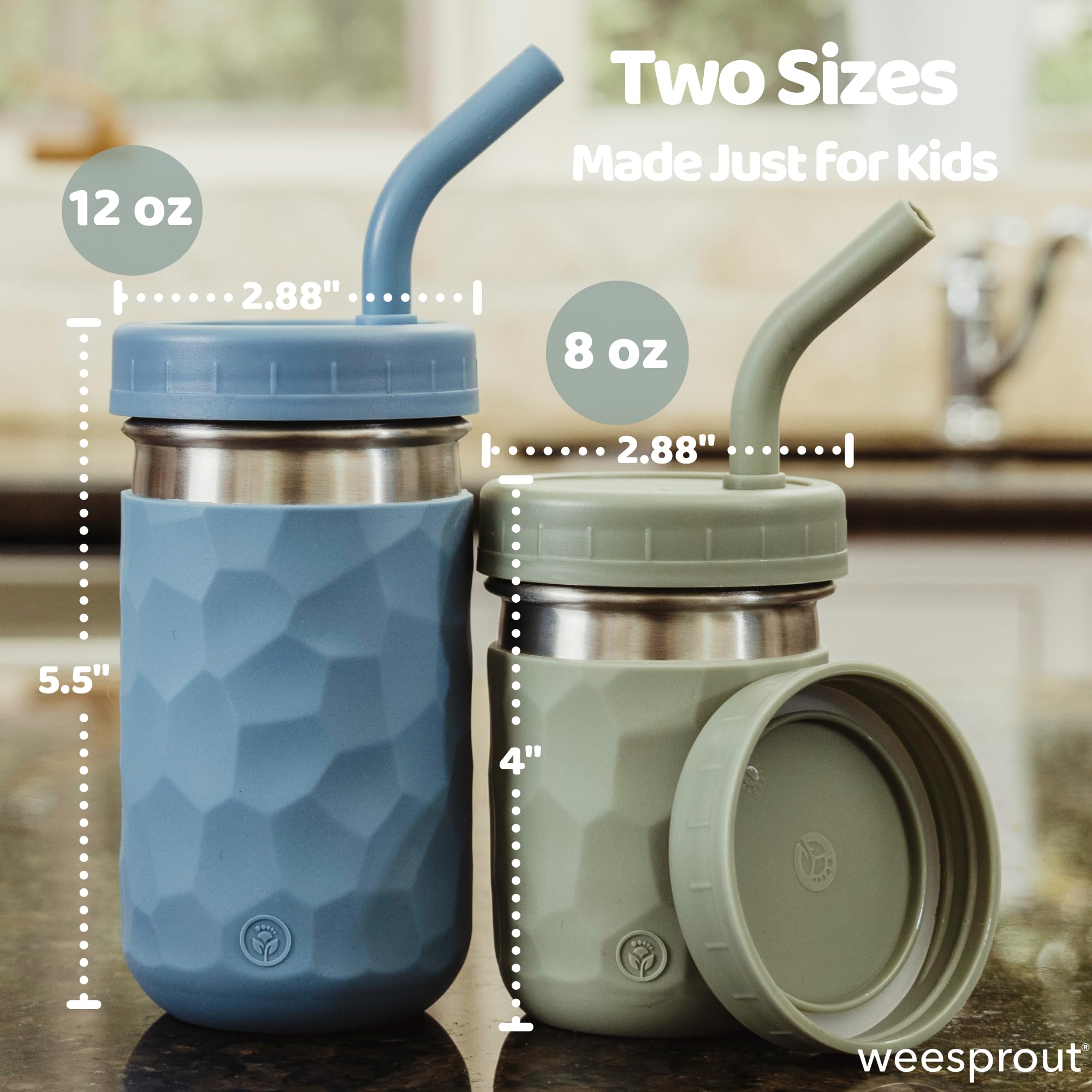 WeeSprout stainless steel kid tumbler with lid for smooth, spill-free sipping